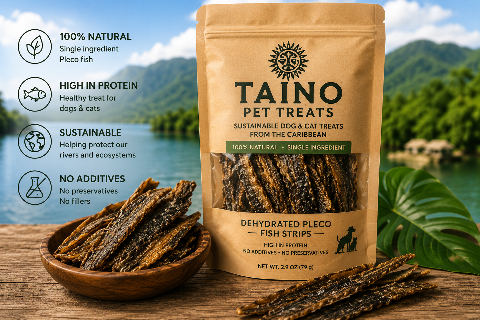 Taino Pet Treats — Dehydrated Pleco Fish Strips
